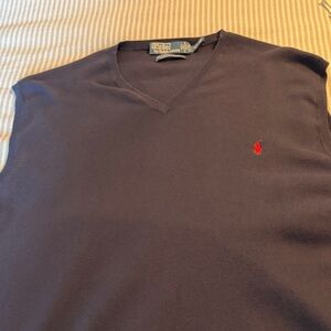 Like New Mens Polo Ralph Lauren Dark Blue Pima Cotton Sweater Vest 4XLT 4X Tall